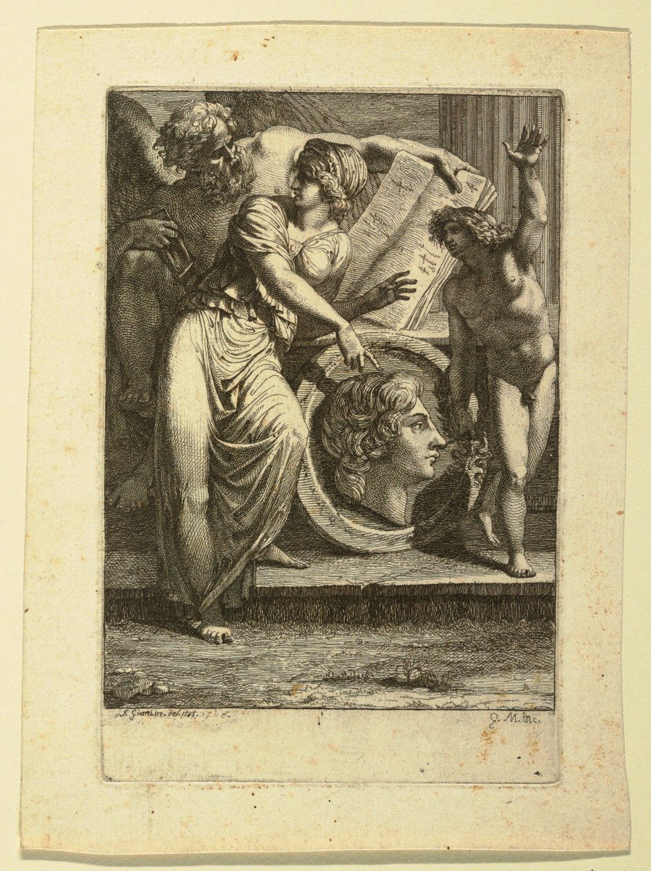 Desenho, Gravura: Frontispício ou página dedicatória, 1785 de Felice Giani
