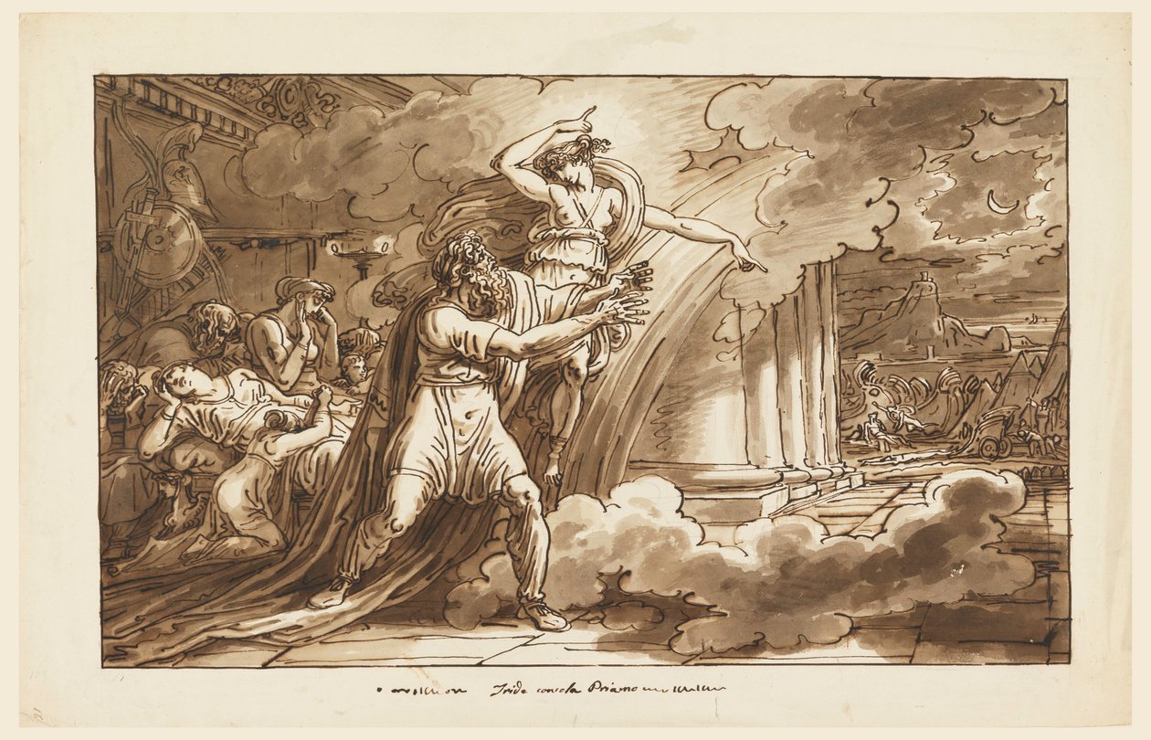 Desenho, Íris encoraja Príamo a pedir a Aquiles o corpo de Heitor, 1810-20 de Felice Giani