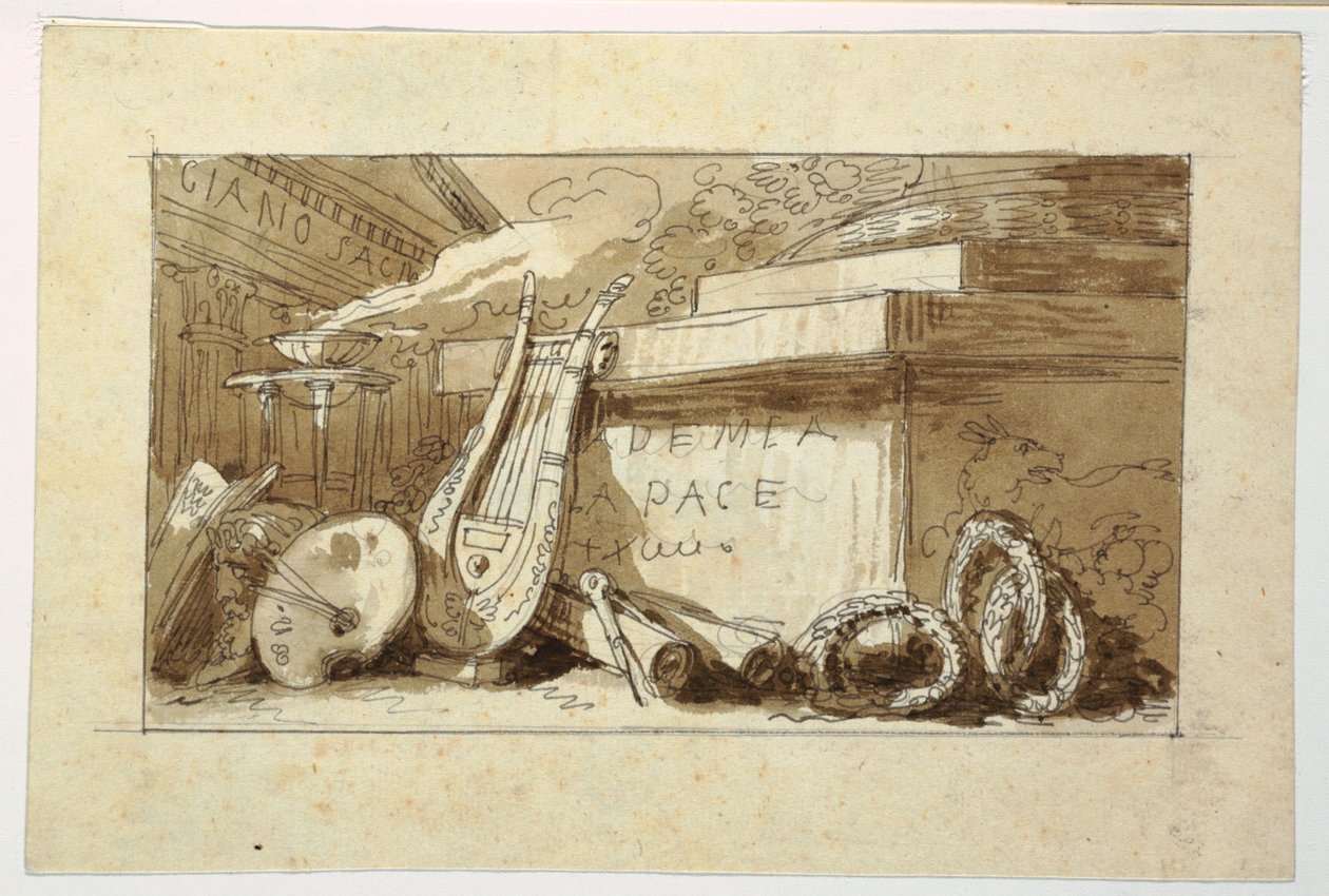 Desenho, Monumento para uma Accademia della Pace, 1810-20 de Felice Giani
