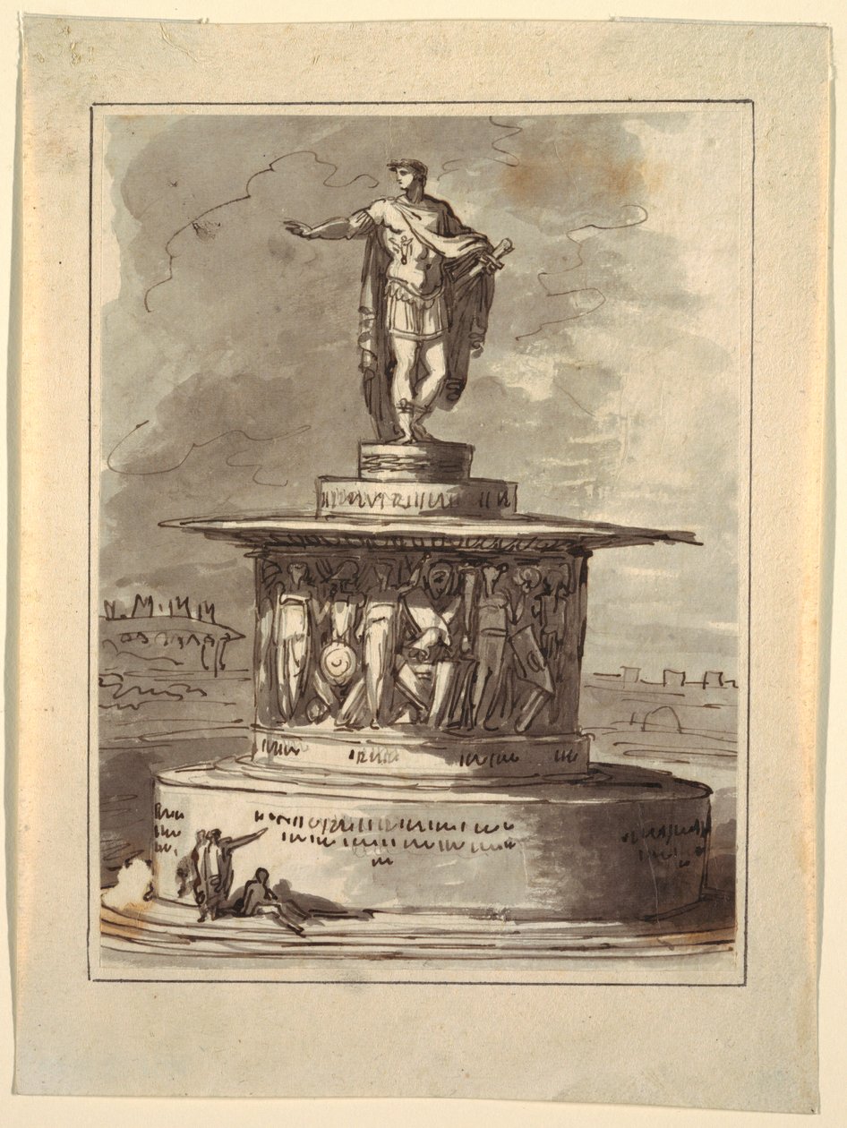 Desenho, Projeto de um monumento para o Foro Bonaparte, Milão, 1800, 1810-20 de Felice Giani
