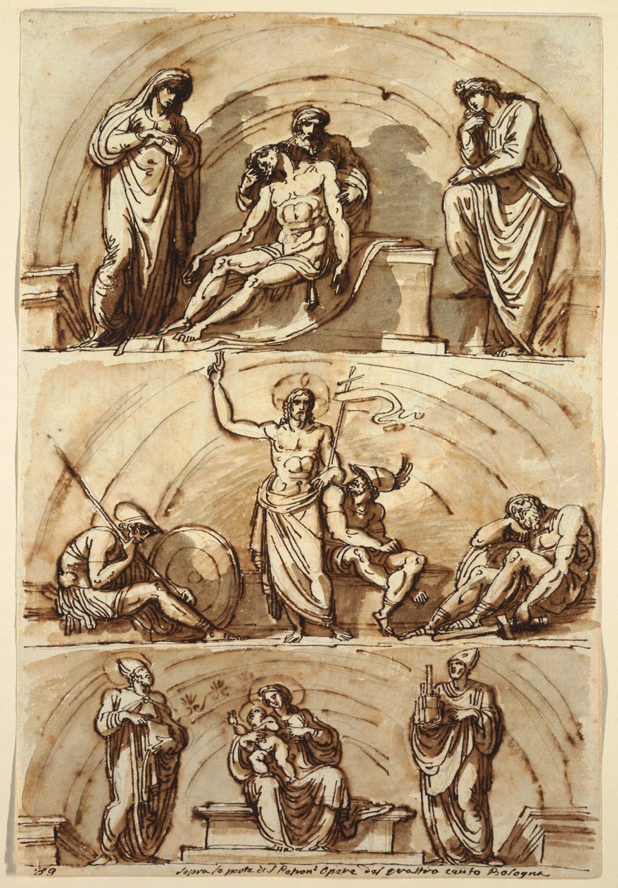 Desenho, Estudos sobre Lunetas de, 1814 de Felice Giani