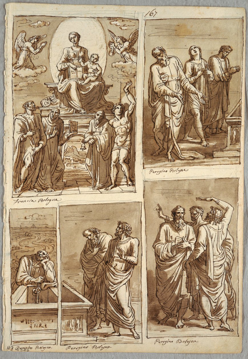 Quatro estudos de obras de Perugino e Francia de Felice Giani