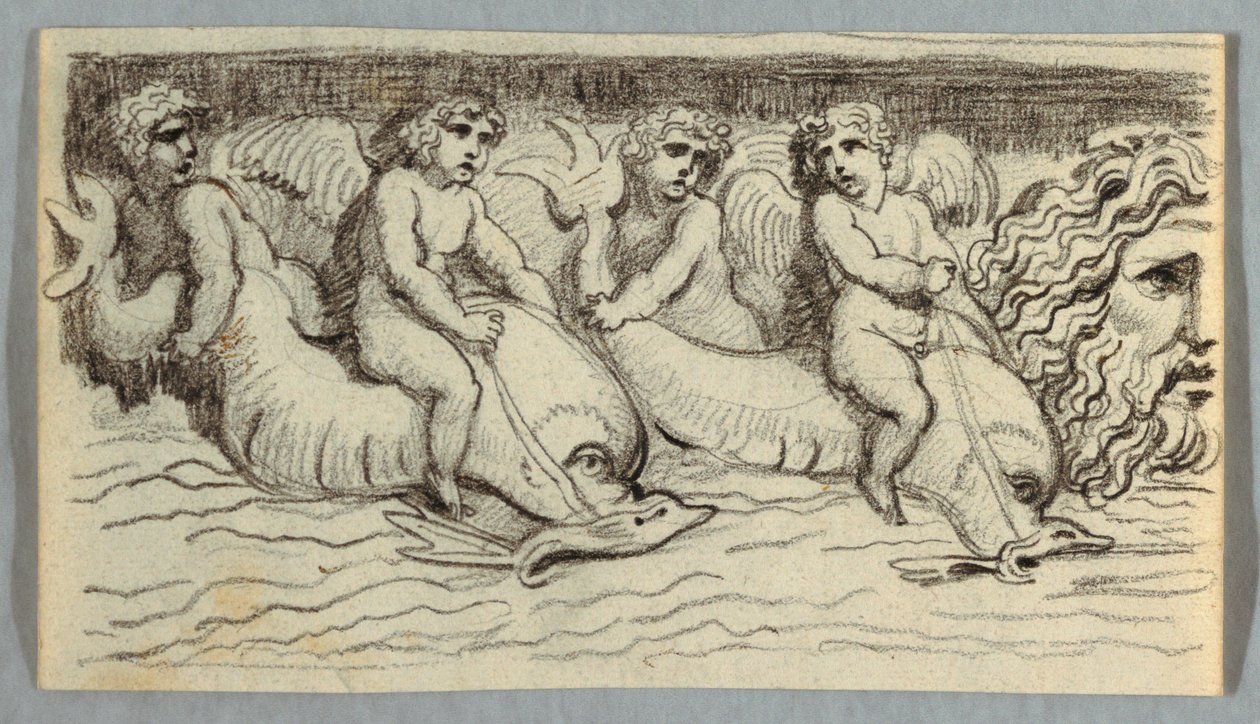 Friso com Golfinhos e Putto de Felice Giani
