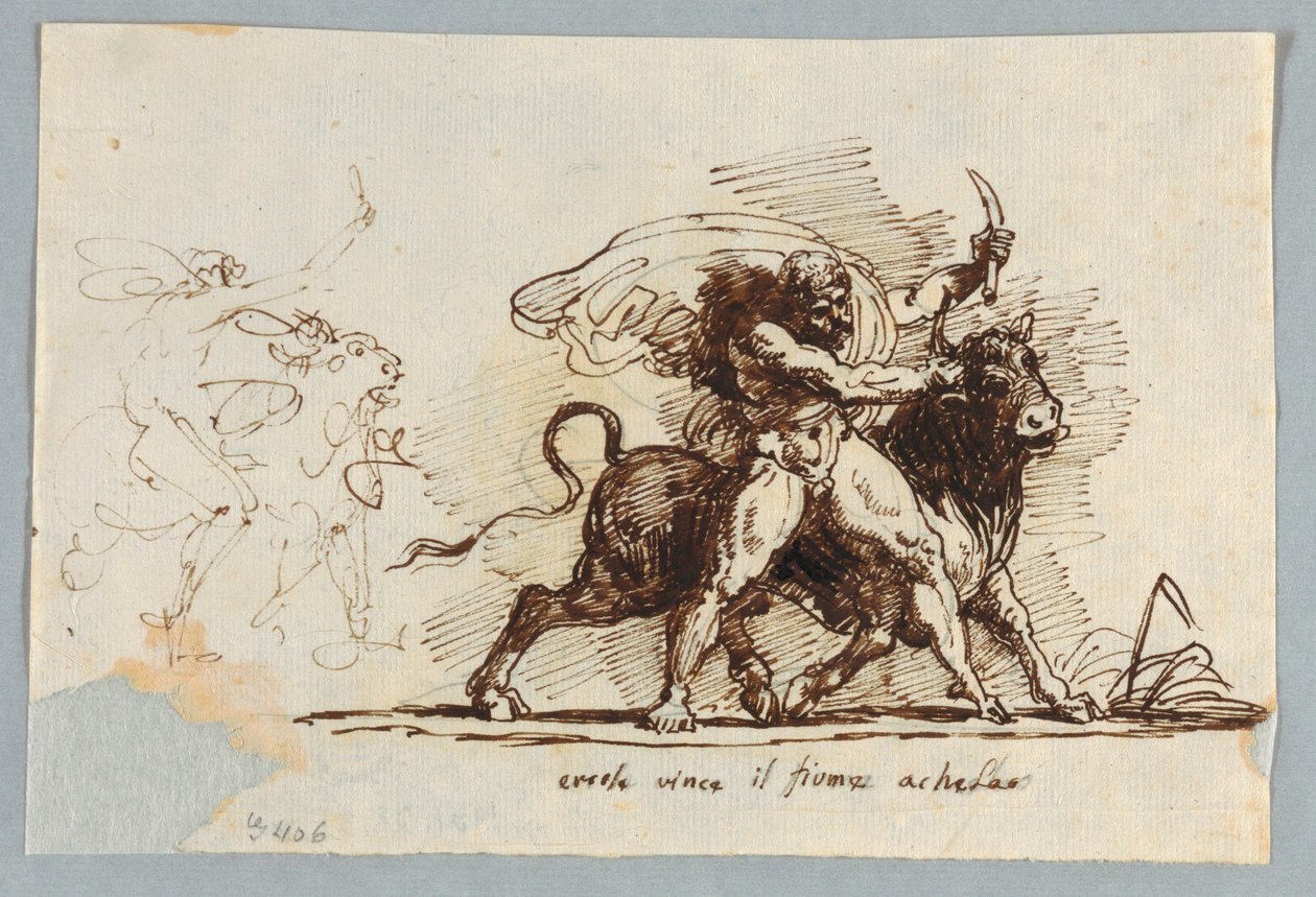 Hércules renderiza o chifre de Bull Achelous de Felice Giani