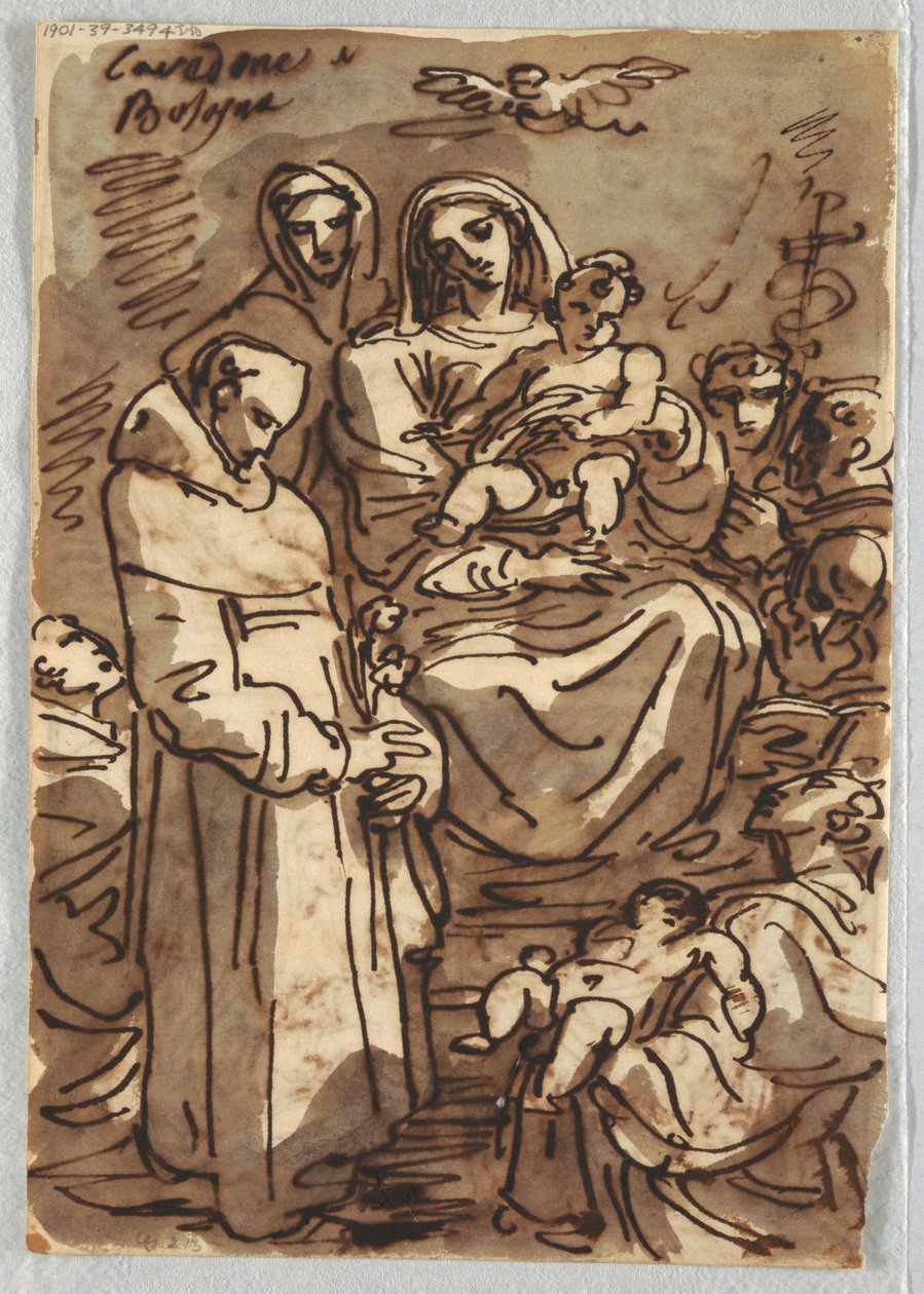 Santíssima Trindade com Cristo Morto em Glória após Palma Giovane; Adoração dos Magos, Estudo após Lodovico Carracci de Felice Giani