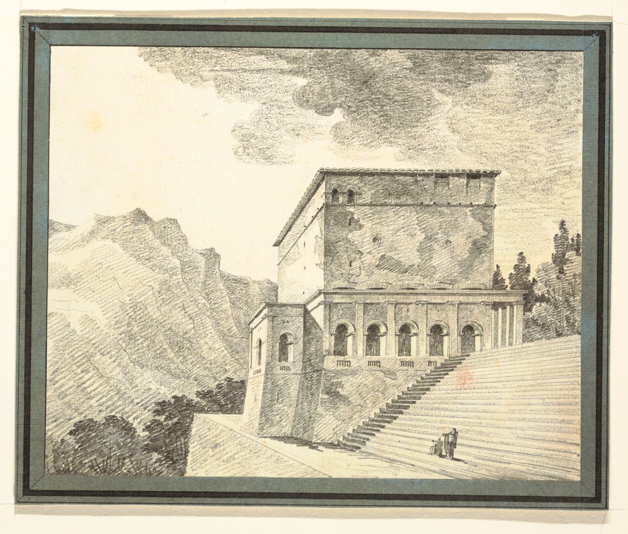 Templo clássico imaginário nas montanhas de Felice Giani