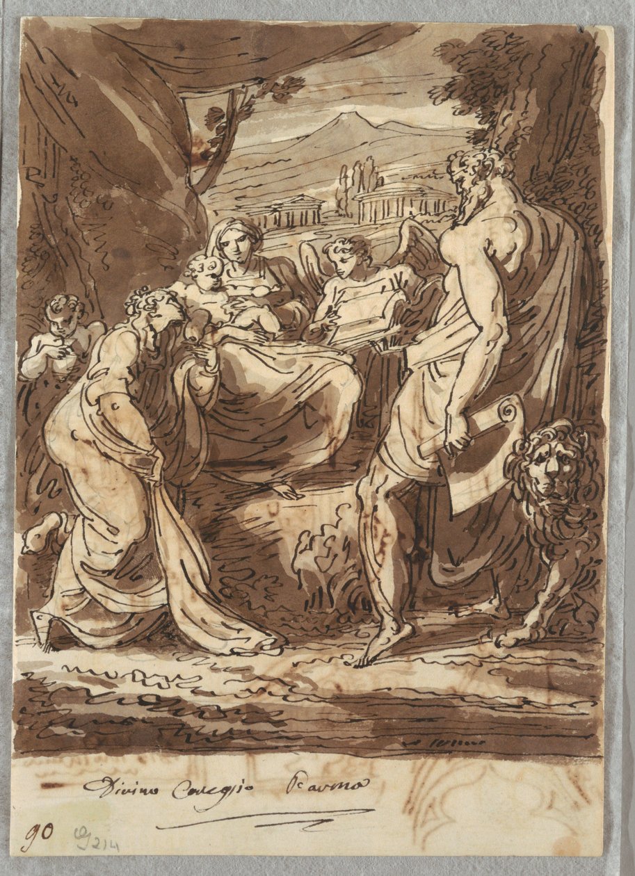 Madonna e o Infante, São Jerônimo, Maria Madalena e Anjos, depois de Correggio de Felice Giani