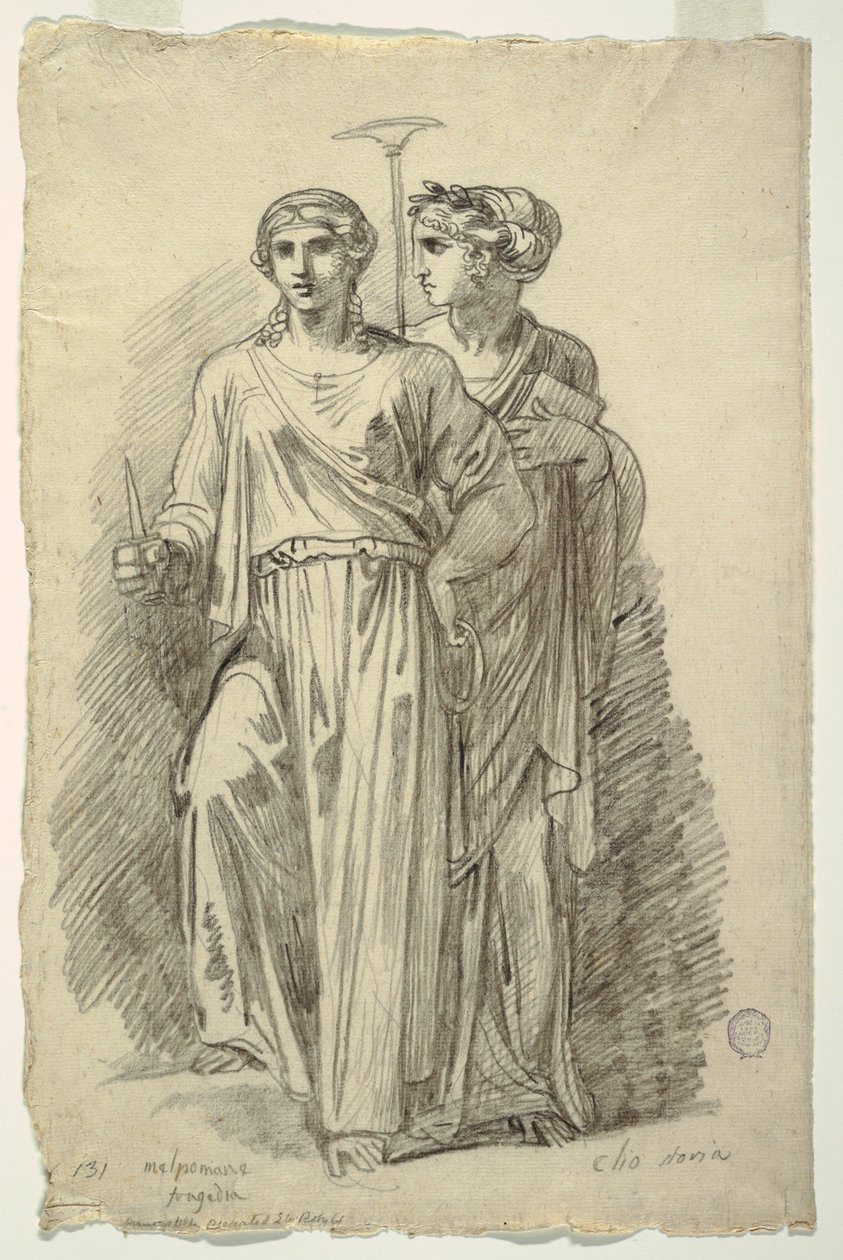 Melpomene, musa da tragédia e Clio, musa da história de Felice Giani