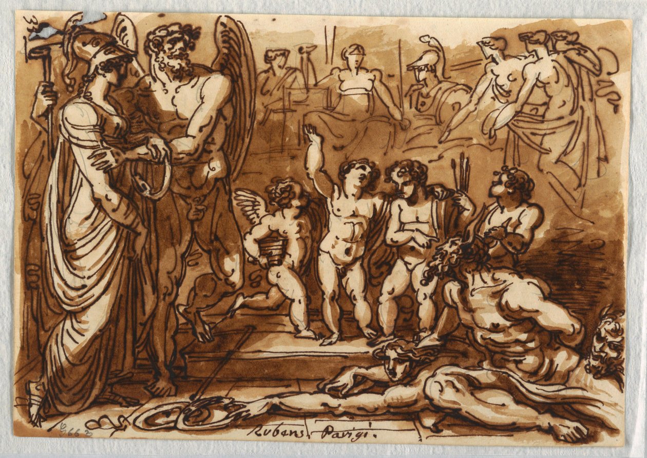 Minerva e um deus alado de Felice Giani