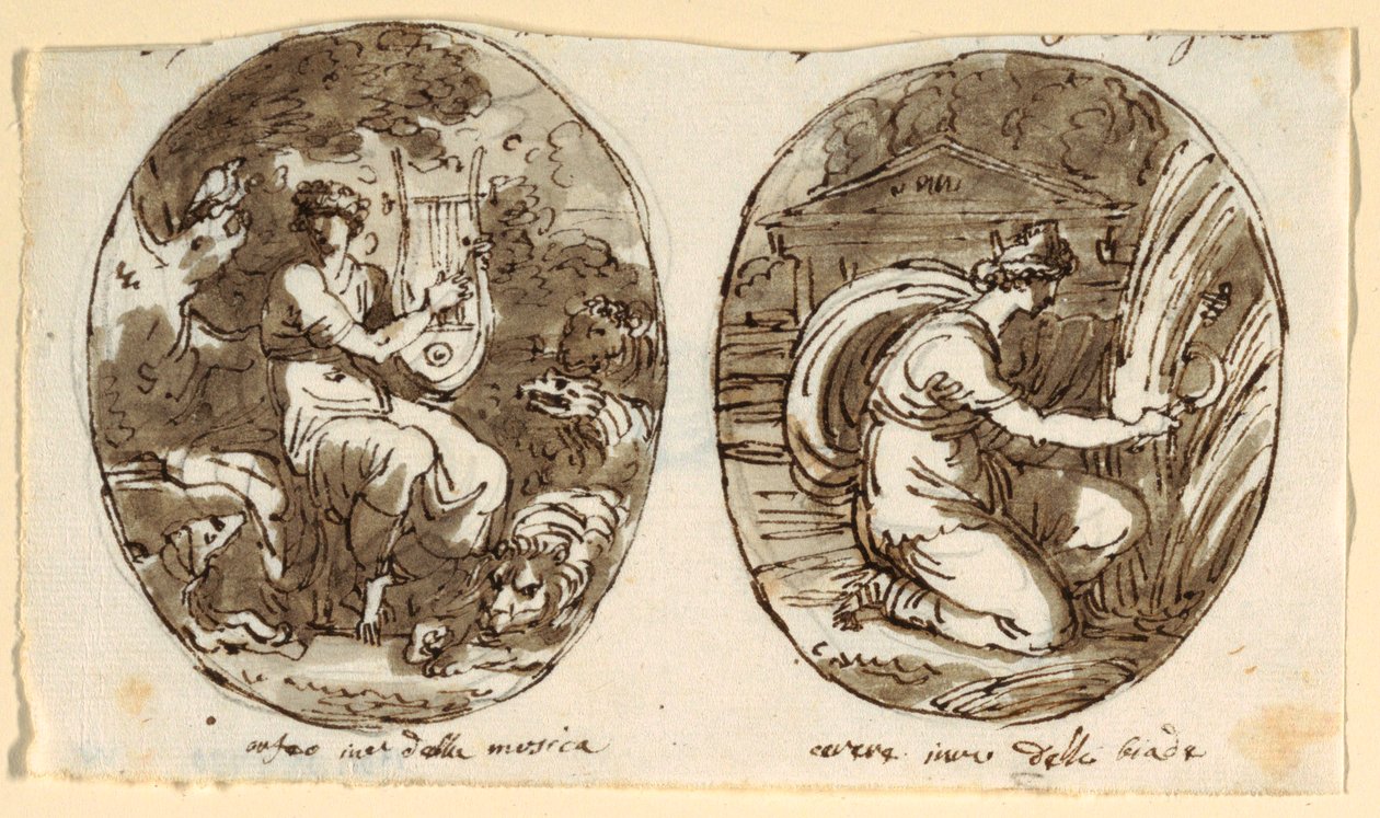 Orfeu, Ceres, Design para teto abobadado, Sala dei Legislatori, Palazzo Conti-Sinibaldi, Faenza de Felice Giani