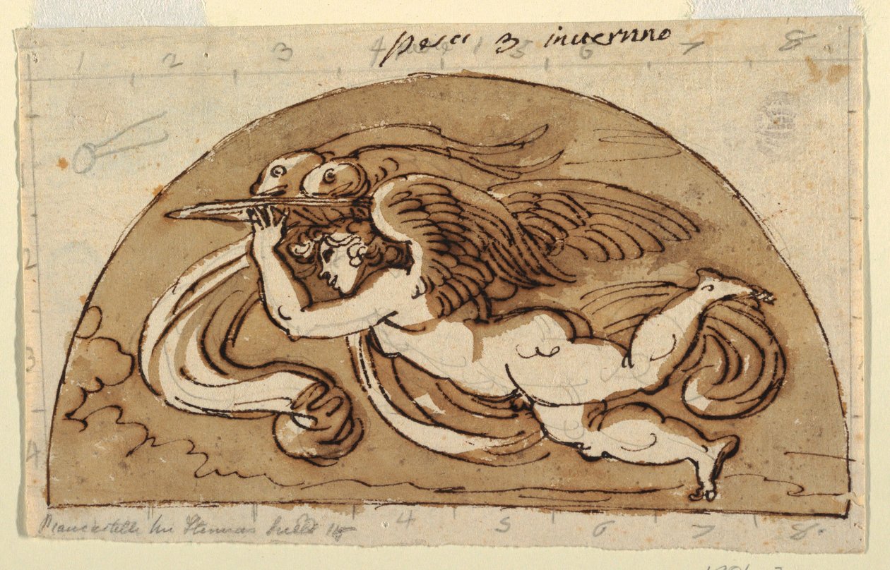 Peixes, Luneta para Teto, Sala Octogonal, Palazzo Milzetti, Faenza de Felice Giani