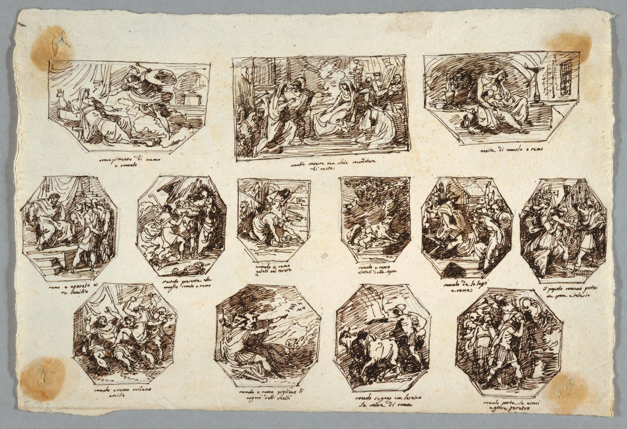 Rômulo e Remo, Treze Pinturas para a Sala delle Origini di Roma, Faenza de Felice Giani