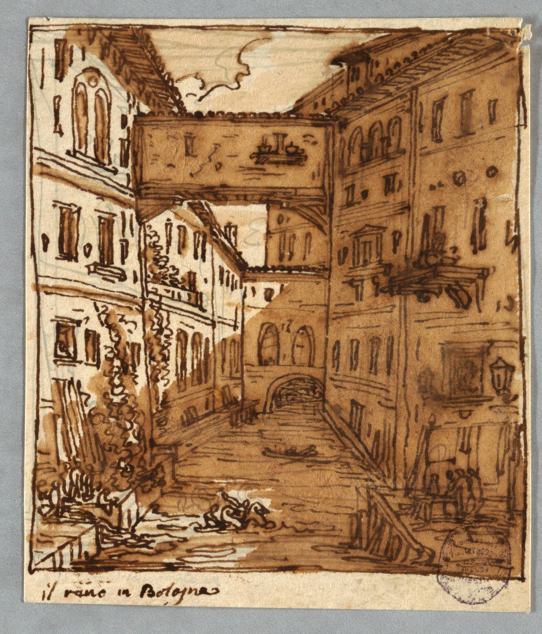 Página Sketchbook: Estudo de Reno, Bolonha; Verso: Detalhes arquitetônicos de Felice Giani