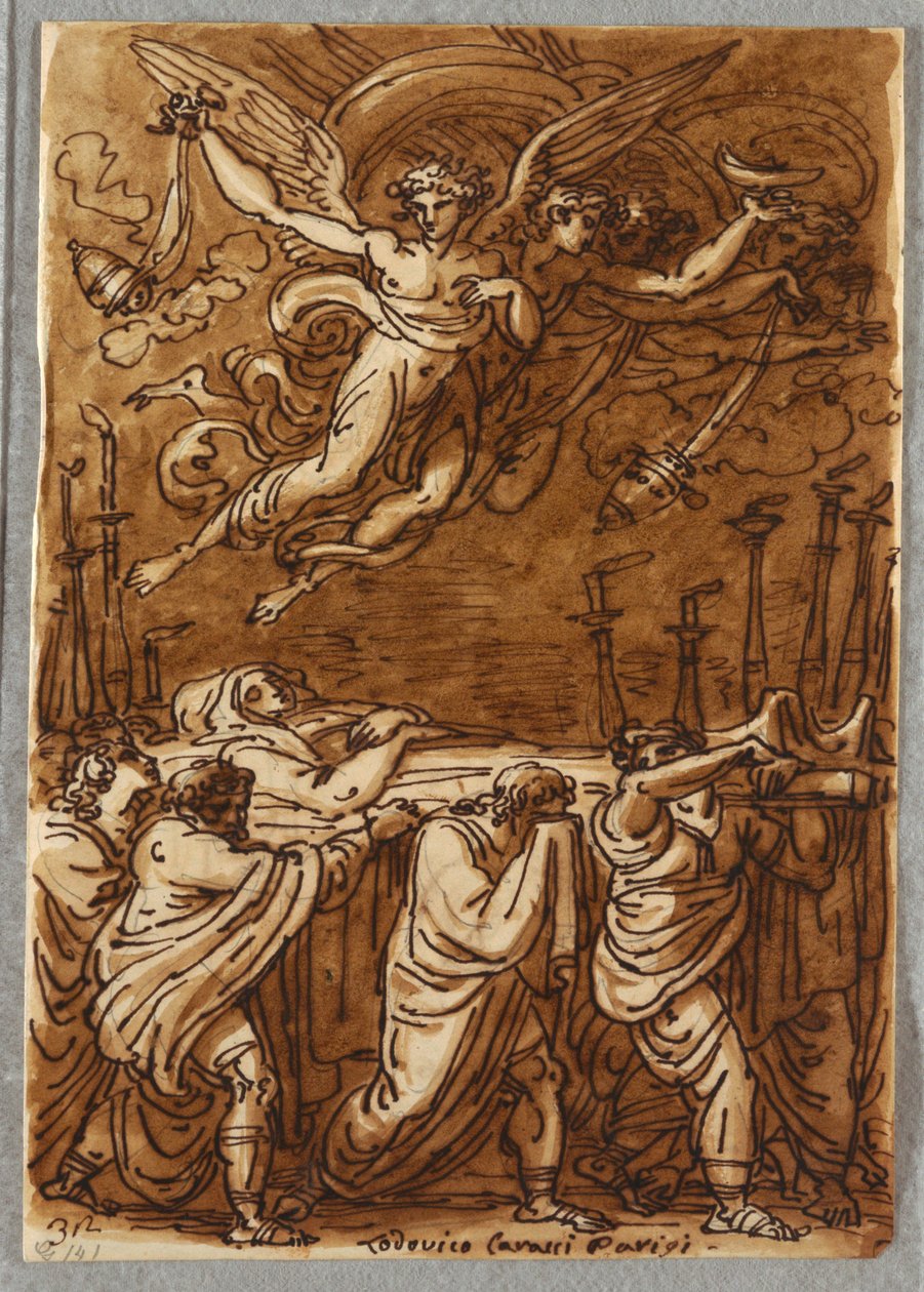 Os apóstolos levando o corpo da Virgem ao túmulo, estudo após Lodovico Carracci de Felice Giani