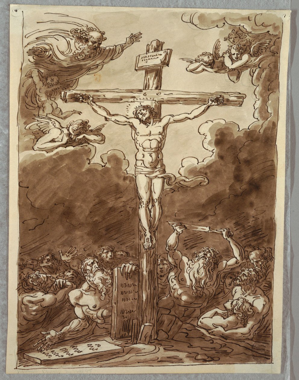 A crucificação, estudo após Ludovica Carracci de Felice Giani