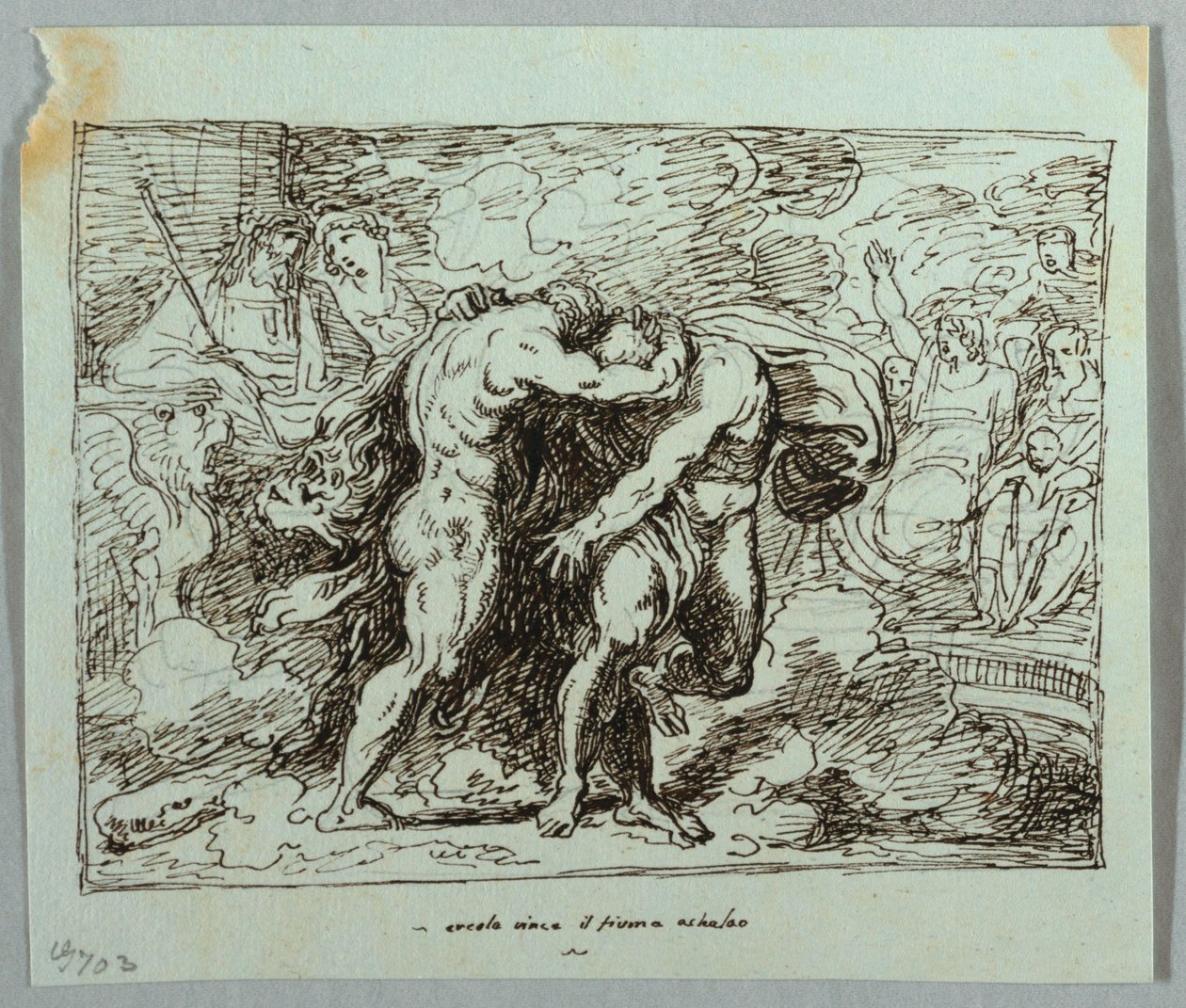 A luta entre Hércules e o deus do rio Achelous de Felice Giani