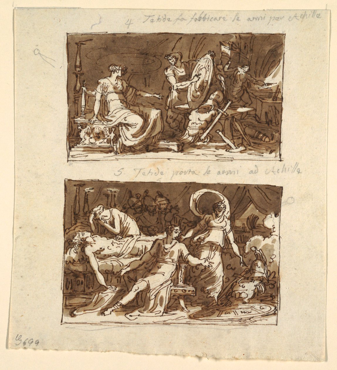 Thetis na Oficina de Hefesto; Thetis Mostrando a Armadura a Aquiles: Dois Projetos para Painéis de Teto na Galeria d