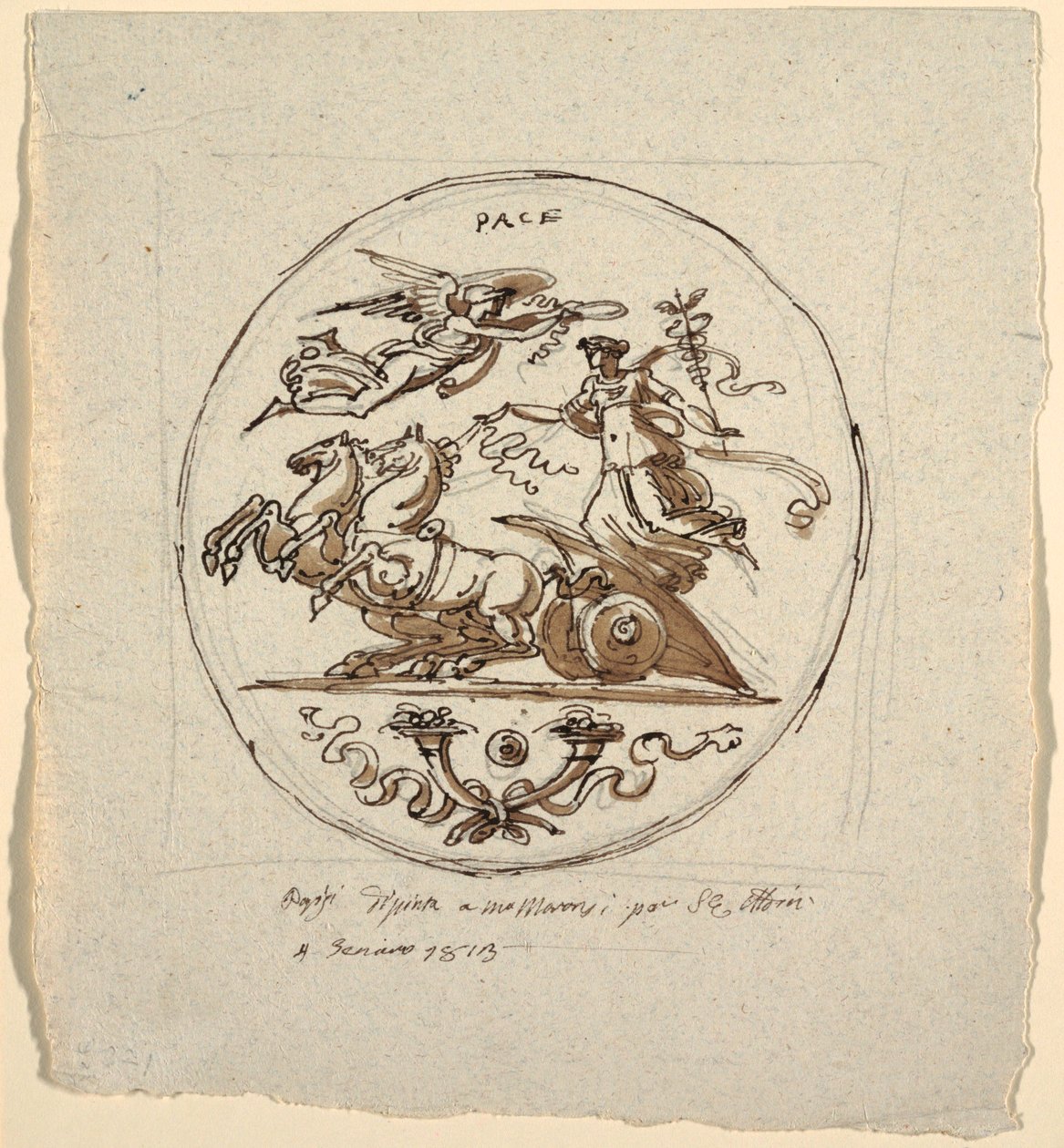 Triunfo da Paz, Roundel, para a Aldini Villa em Montmorency de Felice Giani