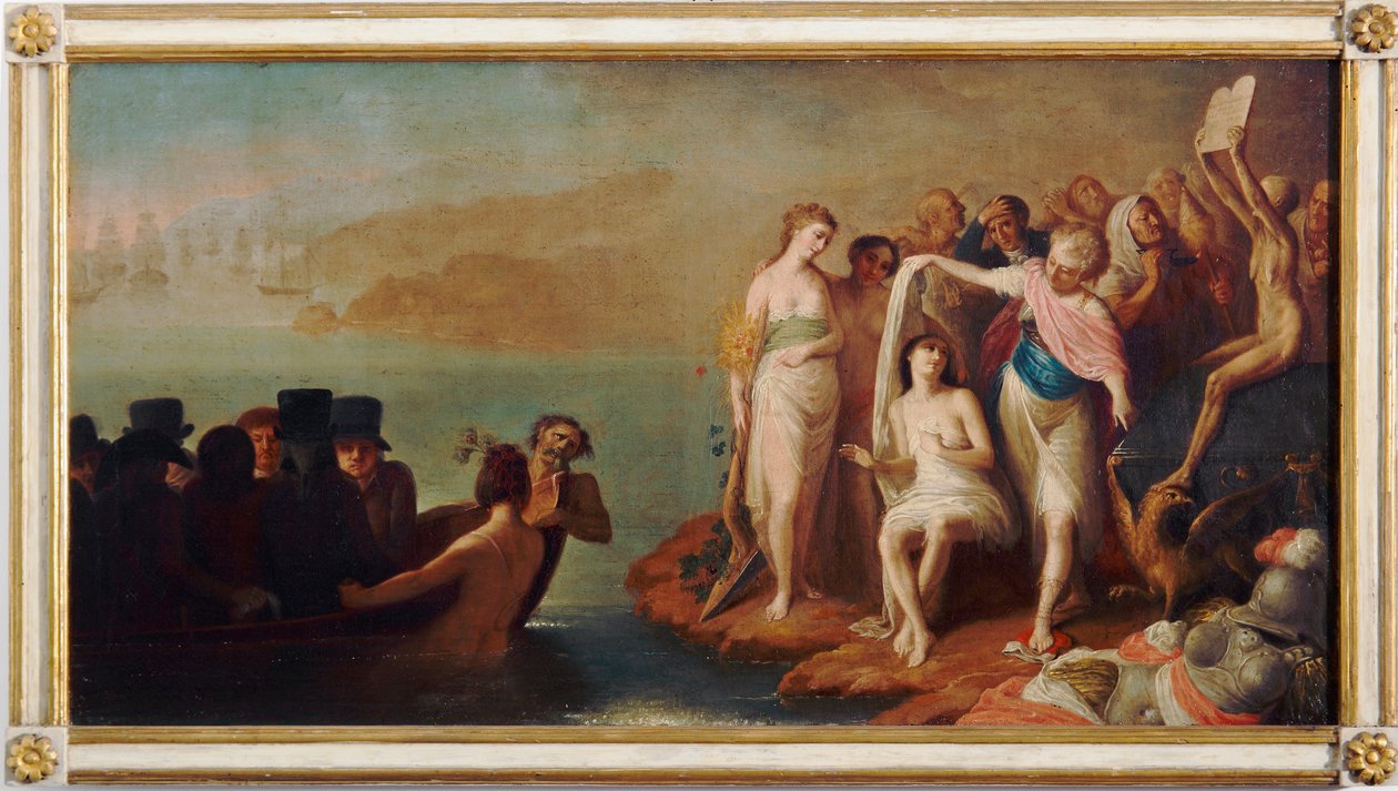 Chegada de exilados italianos na França em 1802 (Pintura, início do século XIX) de Felice Guascone