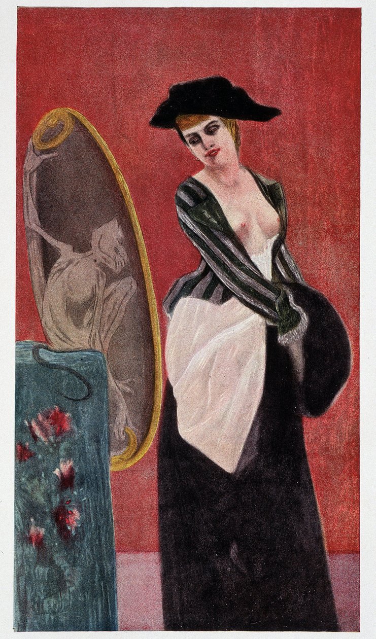 O Demónio da Cobiça: um reflexo monstruoso de uma mulher que se olha ao espelho, "Felicien Rops" de Rudolf Klein. de Félicien Rops