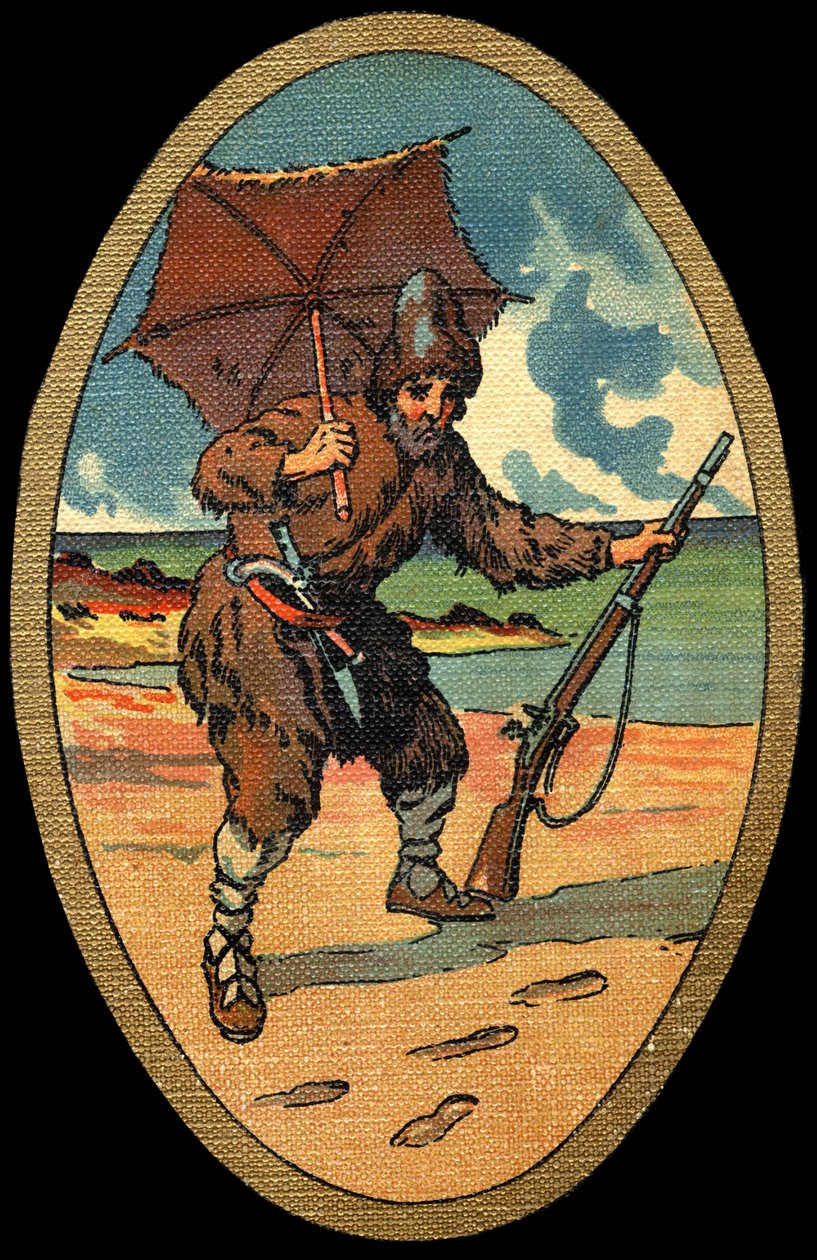 Robinson Crusoe: Ilustração de Felician MYRBACH MYRBACH RHEINFELD (1853-1940) Para o Livro de Daniel Defoe (De foe) Robinson Crusoe. Sem data. Por volta de 1934 de Felicien baron de Myrbach Rheinfeld
