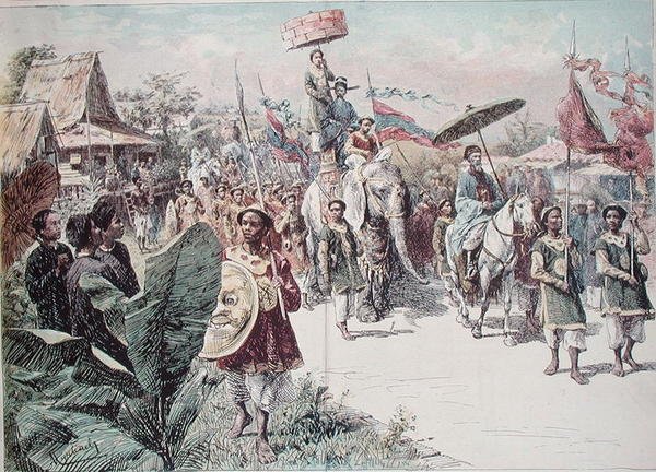 Cortege of the Governor of Hanoi, c.1870-80 (cor litho) de Felicien baron de Myrbach Rheinfeld