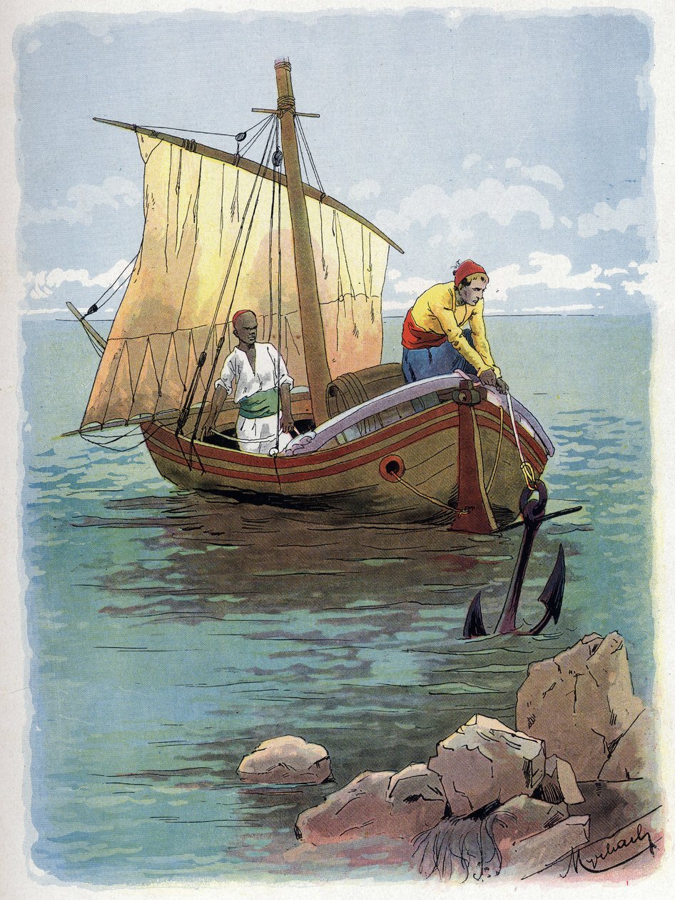 Robinson Crusoe foge do cativeiro. de Felicien baron de Myrbach Rheinfeld