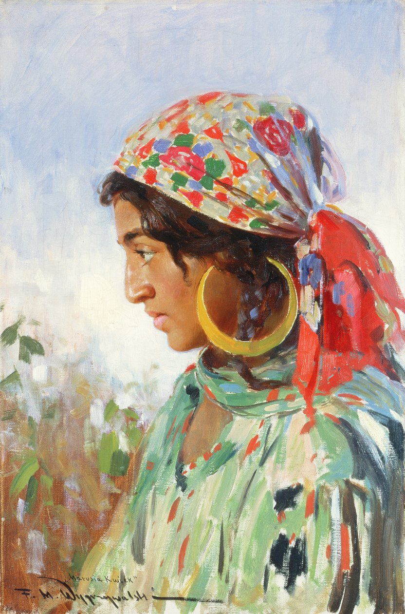 Garota Gipsy, Marusia Kwiek, c.1920 de Feliks Michal Wygrzywalski