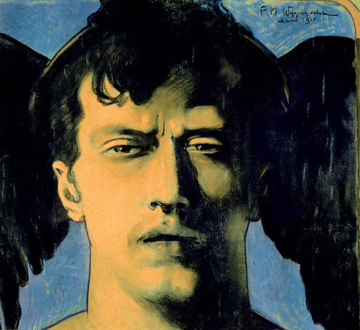 Auto-retrato, 1910 (pastel e cinomose no papel) de Feliks Michal Wygrzywalski