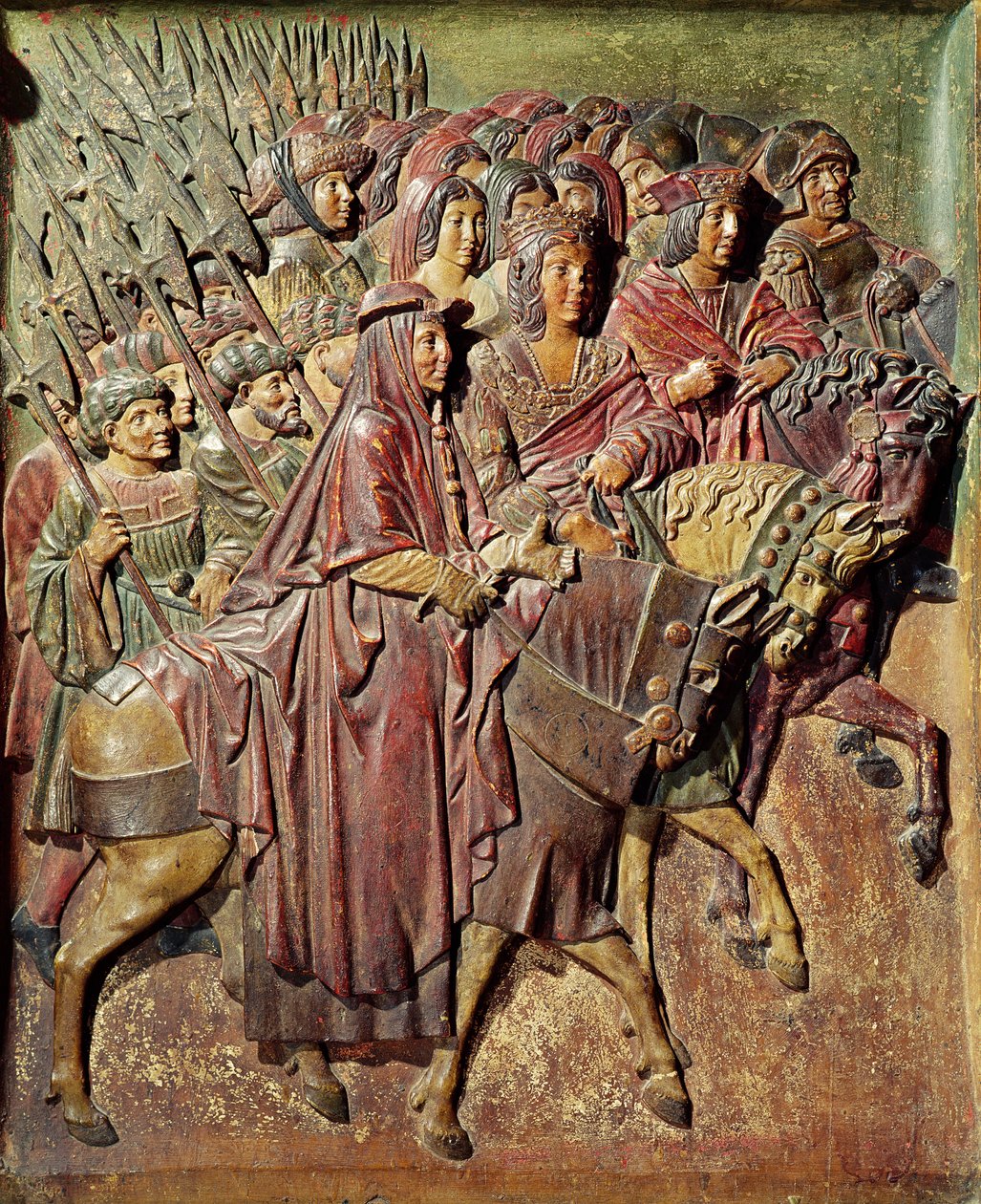 Relevo retratando a entrada do rei Fernando II (1452-1516) de Aragão e a rainha Isabel I (1451-1504) de Castela em Granada (madeira) de Felipe Bigarny or Vigarny