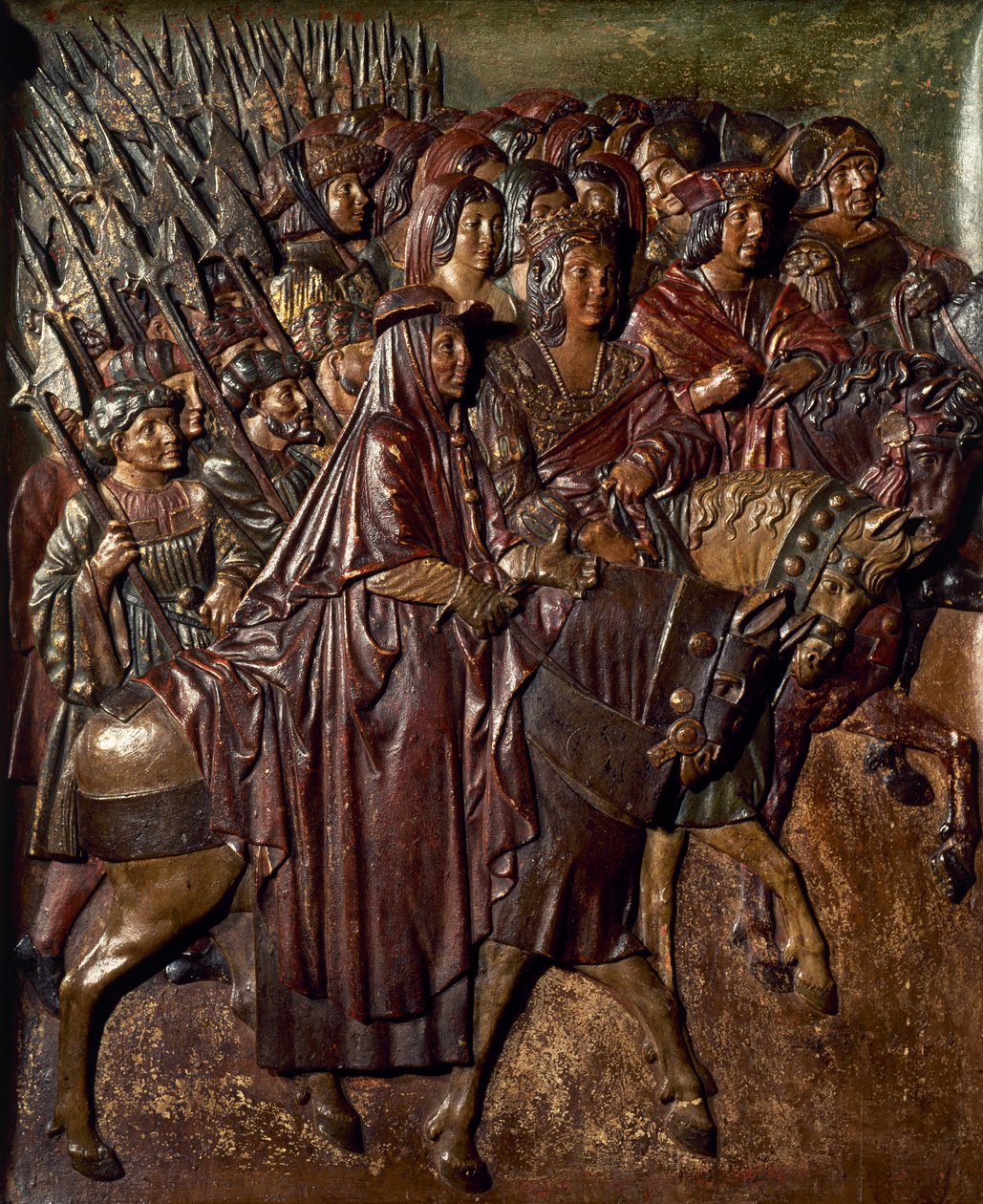 Os Reis Católicos recebendo as Chaves de Granada (madeira) de Felipe Bigarny or Vigarny