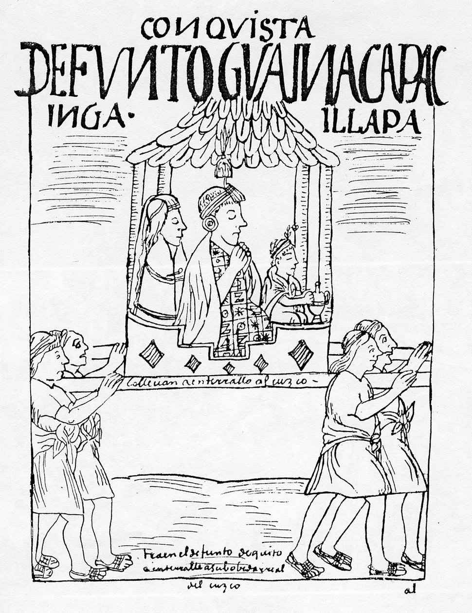 O corpo de Huayana Capac sendo carregado de Quito para Cuzco para enterro de Felipe Huaman Poma de Ayala