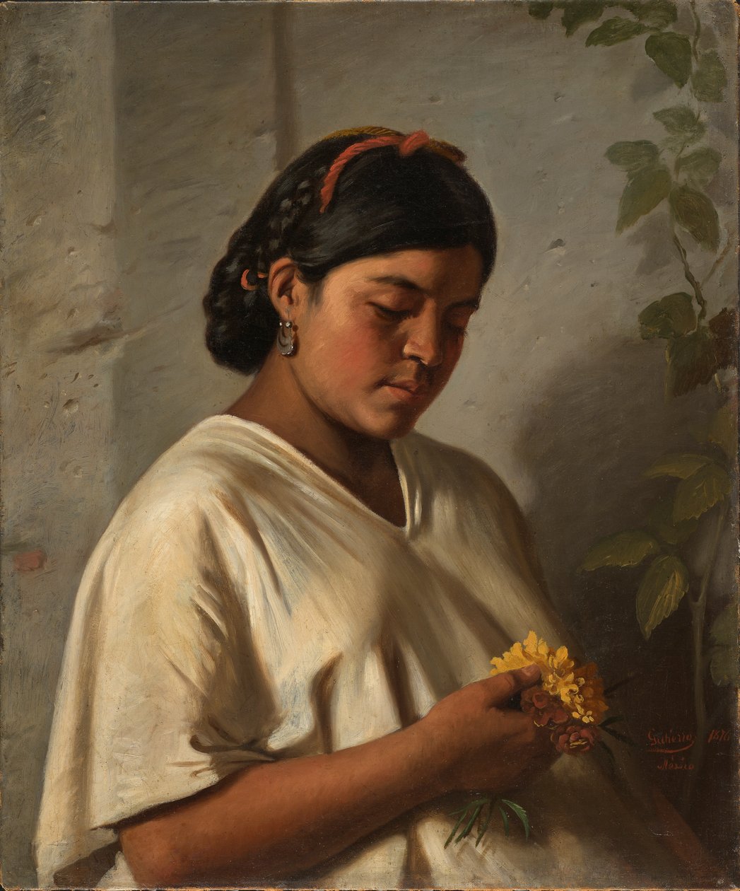 Mulher indiana com calêndula, 1876 de Felipe Santiago Gutierrez