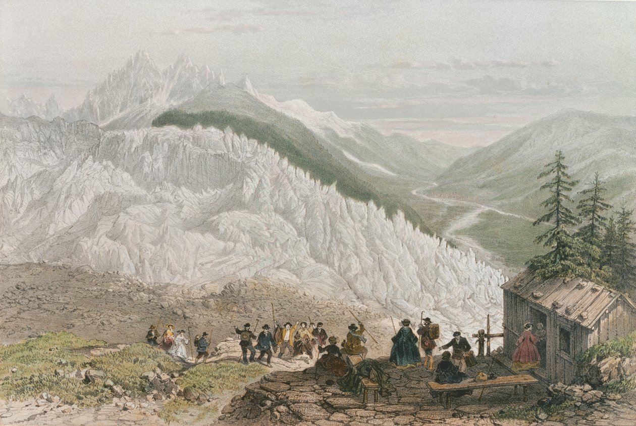 A geleira e o vale de Chamonix, gravados por Adolphe Bayot (1810-66) meados do século XIX de Felix Benoist
