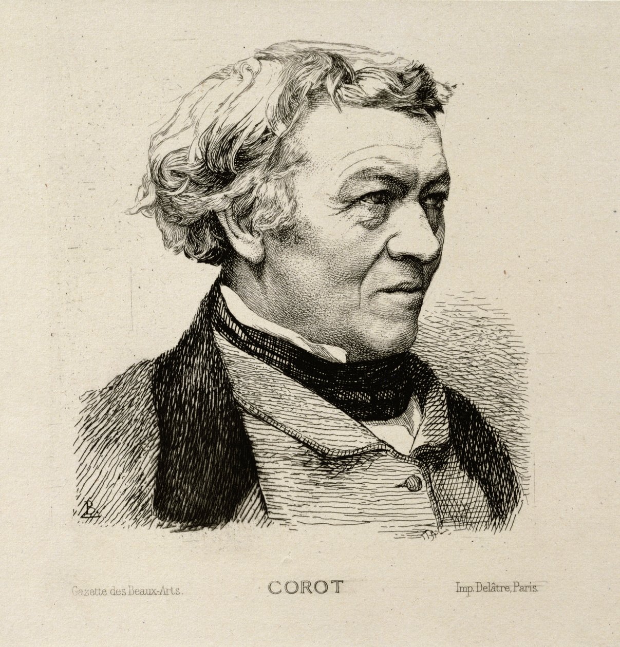 Retrato de Camille Corot (1796-1875) 1861 de Felix Bracquemond