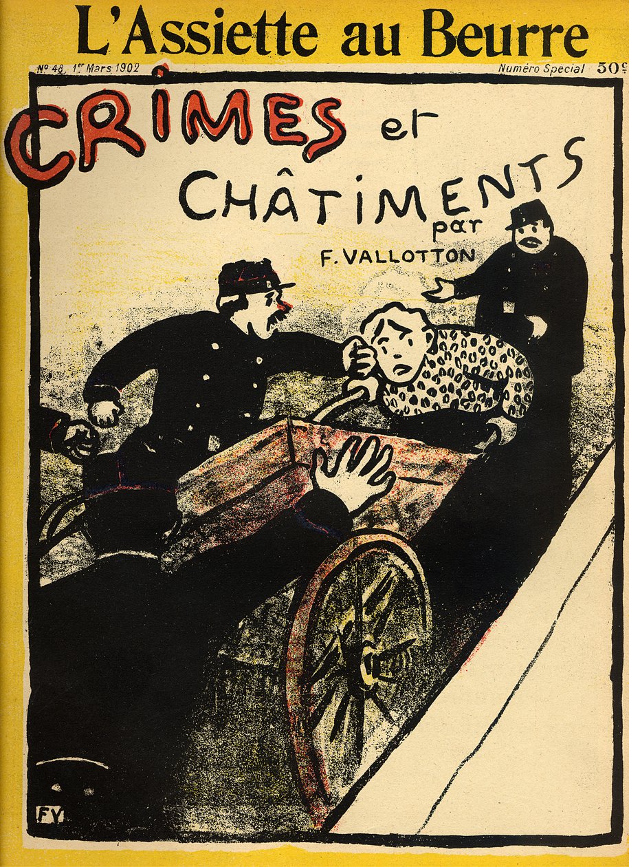 Um costermonger é assaltado pela polícia, da capa de &39;Crimes e Punições&39;, edição especial de &39;L&39;Assiette au Beurre&39;, 1 de março de 1902 de Felix Edouard Vallotton