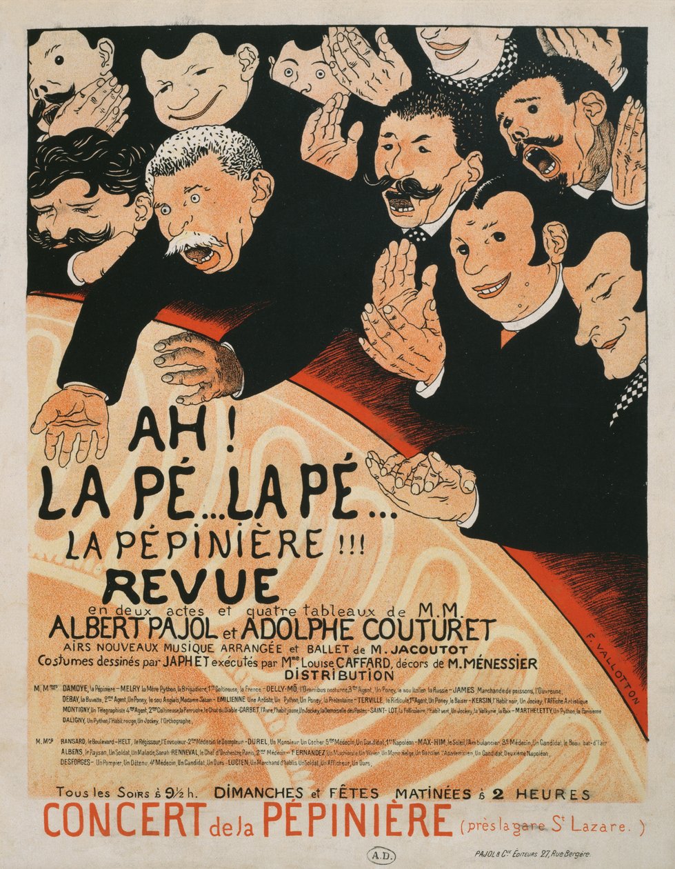 &39;Ah! La Pé ... La Pé ... La Pepinière !!! &39;, cartaz de um show de variedades no Nursery Concert, 1898 de Felix Edouard Vallotton