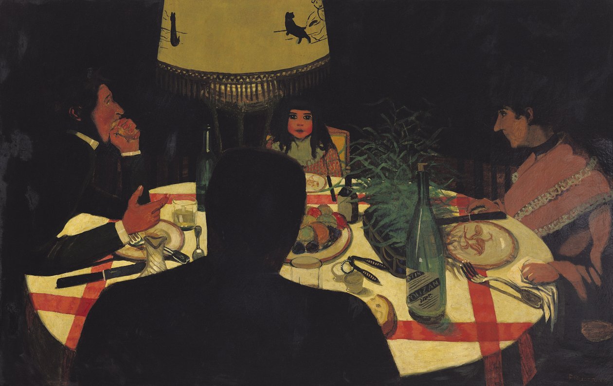 Jantar à luz da lâmpada, 1899 de Felix Edouard Vallotton