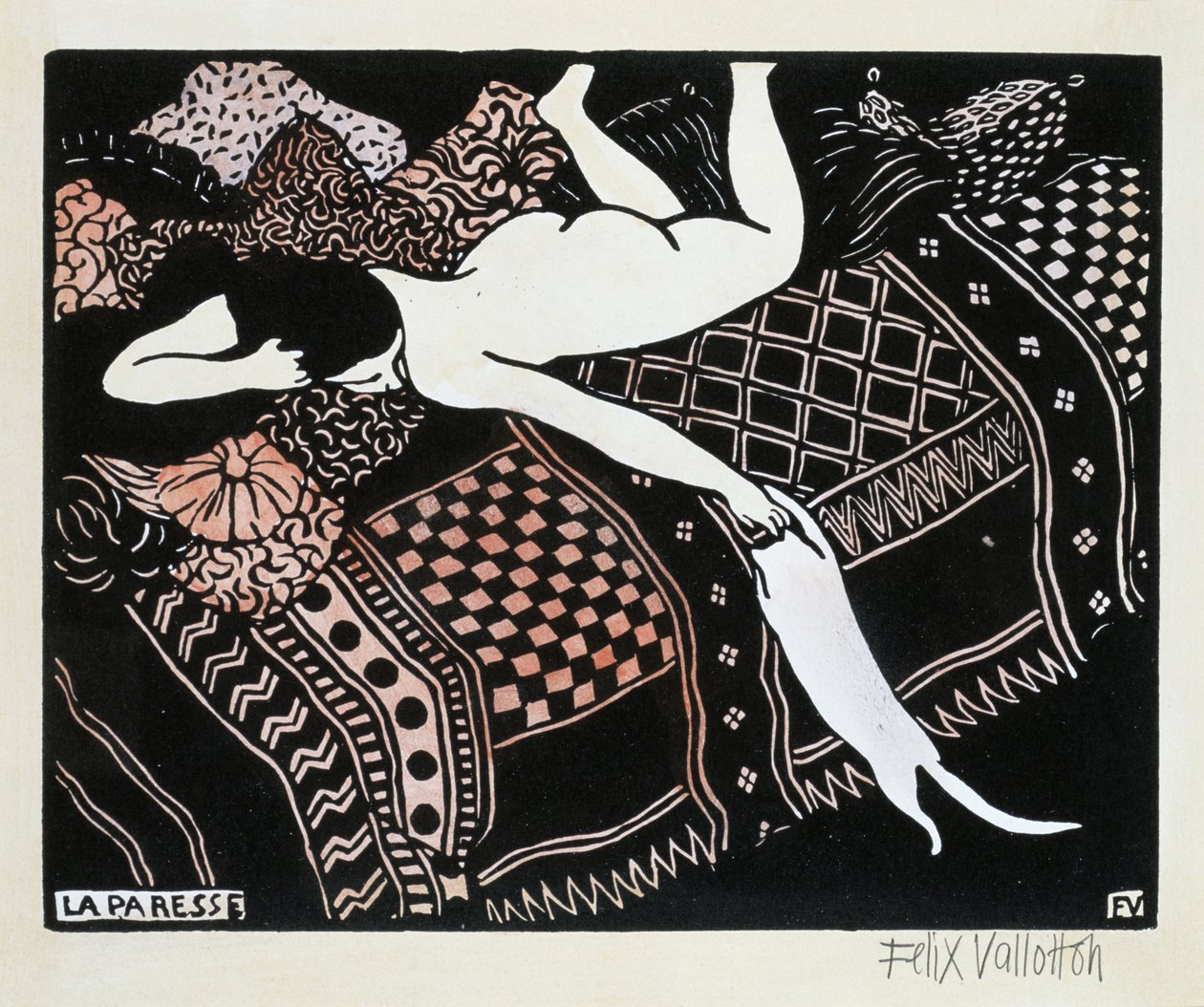 A preguiça, 1896 (xilogravura no papel) de Felix Edouard Vallotton