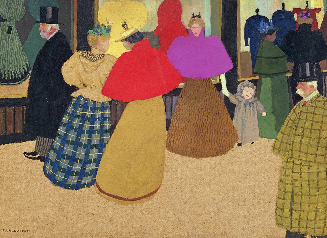 &39;Les Passants&39; ou &39;Street Scene&39;, 1895 (destemper em papelão) de Felix Edouard Vallotton