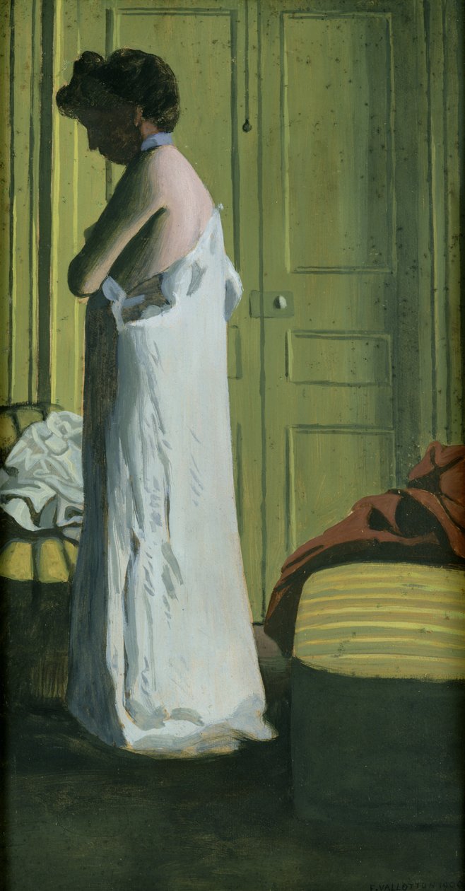 Nu em um interior, mulher que remove sua camisa de Felix Edouard Vallotton