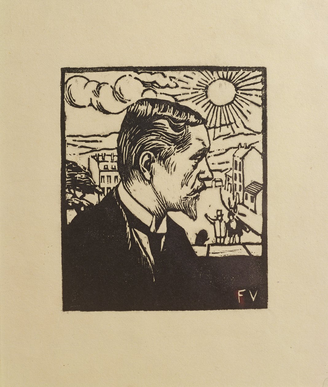 Auto-retrato, 1891 (xilogravura em papel de creme wove) de Felix Edouard Vallotton