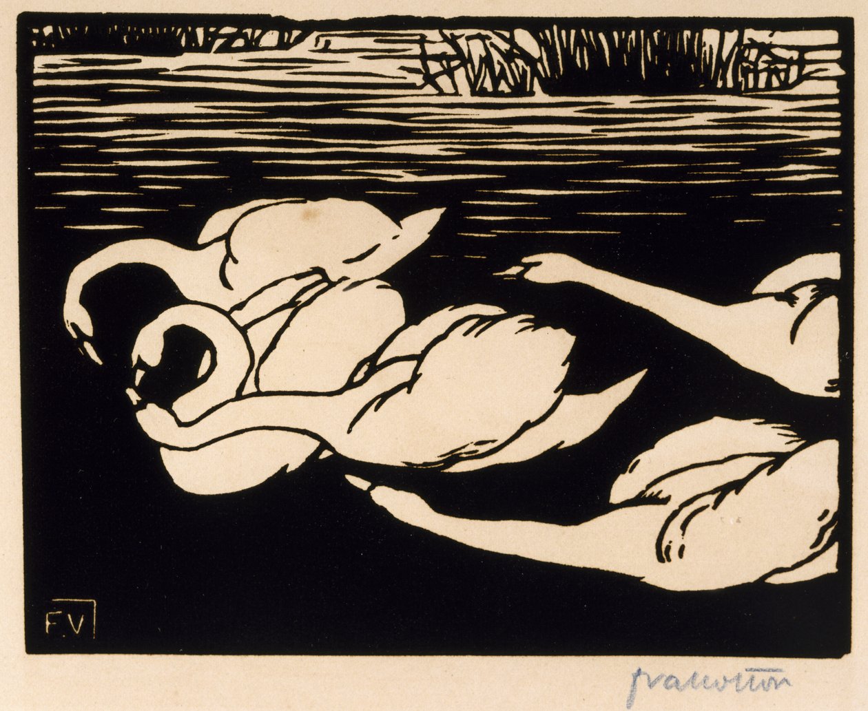 Os cisnes, 1892 de Felix Edouard Vallotton