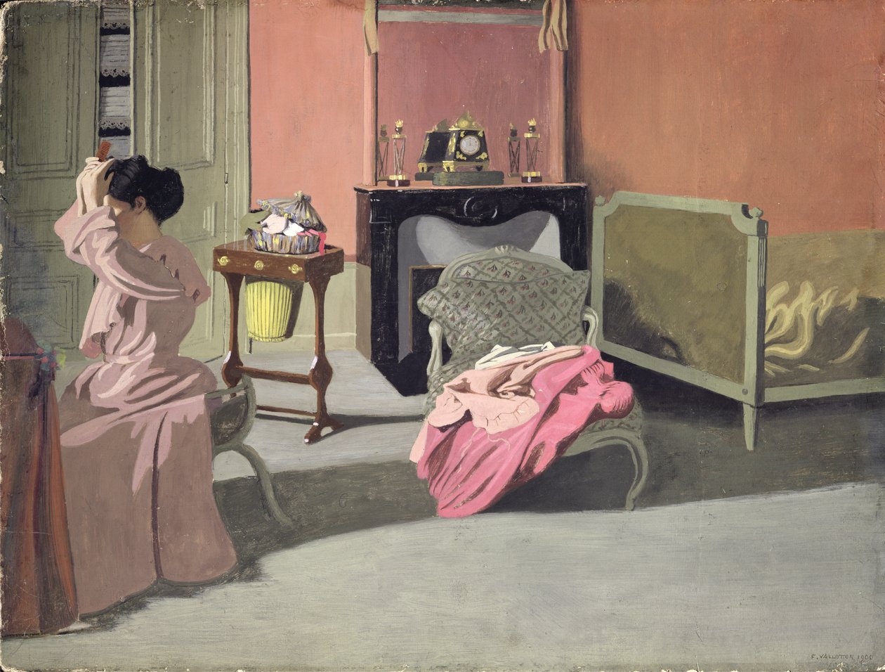 Mulher fazendo o cabelo dela, 1900 de Felix Edouard Vallotton