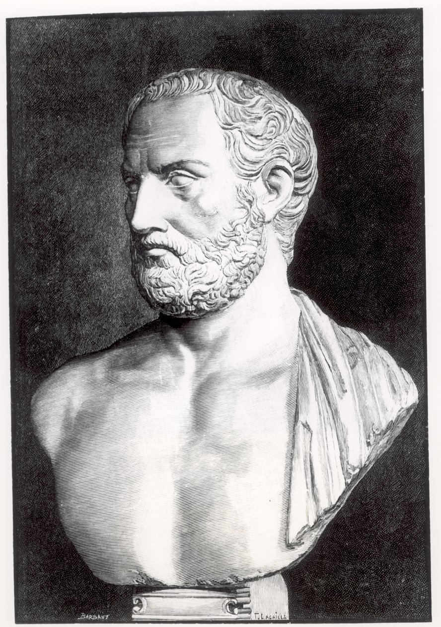 Busto de Tucídides (c.471-400 aC), gravado por Barbant de Felix Jules Lacaille