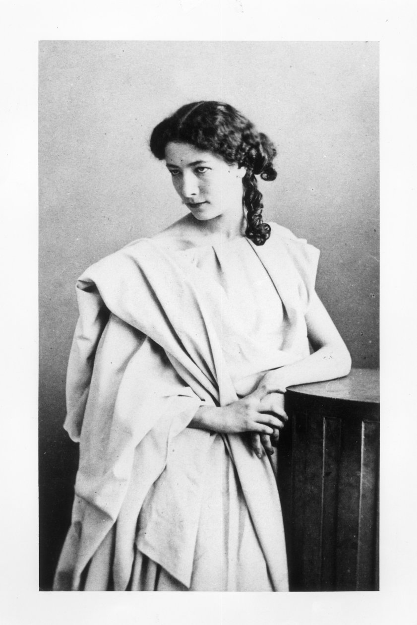 Sarah Bernhardt (1844-1923) no papel de Junie em &39;Britannicus&39; por Jean Racine (1639-99) c.1860 de Nadar