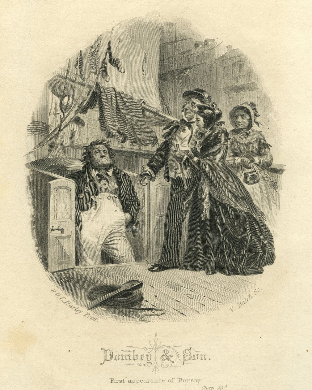 Dombey und Son: Primeira aparição de Bunsby, gravada por Vistus Balch (1799-1884) de Felix Octavius Carr Darley