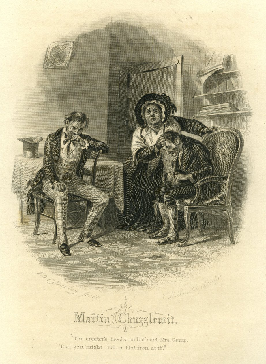Martin Chuzzlewit: Sra. Gamp, gravado por CH Smith, 1866 de Felix Octavius Carr Darley