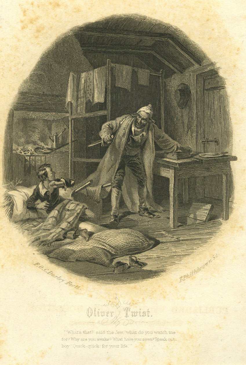 Oliver Twist e Fagin, gravados por T. Phillibrown de Felix Octavius Carr Darley