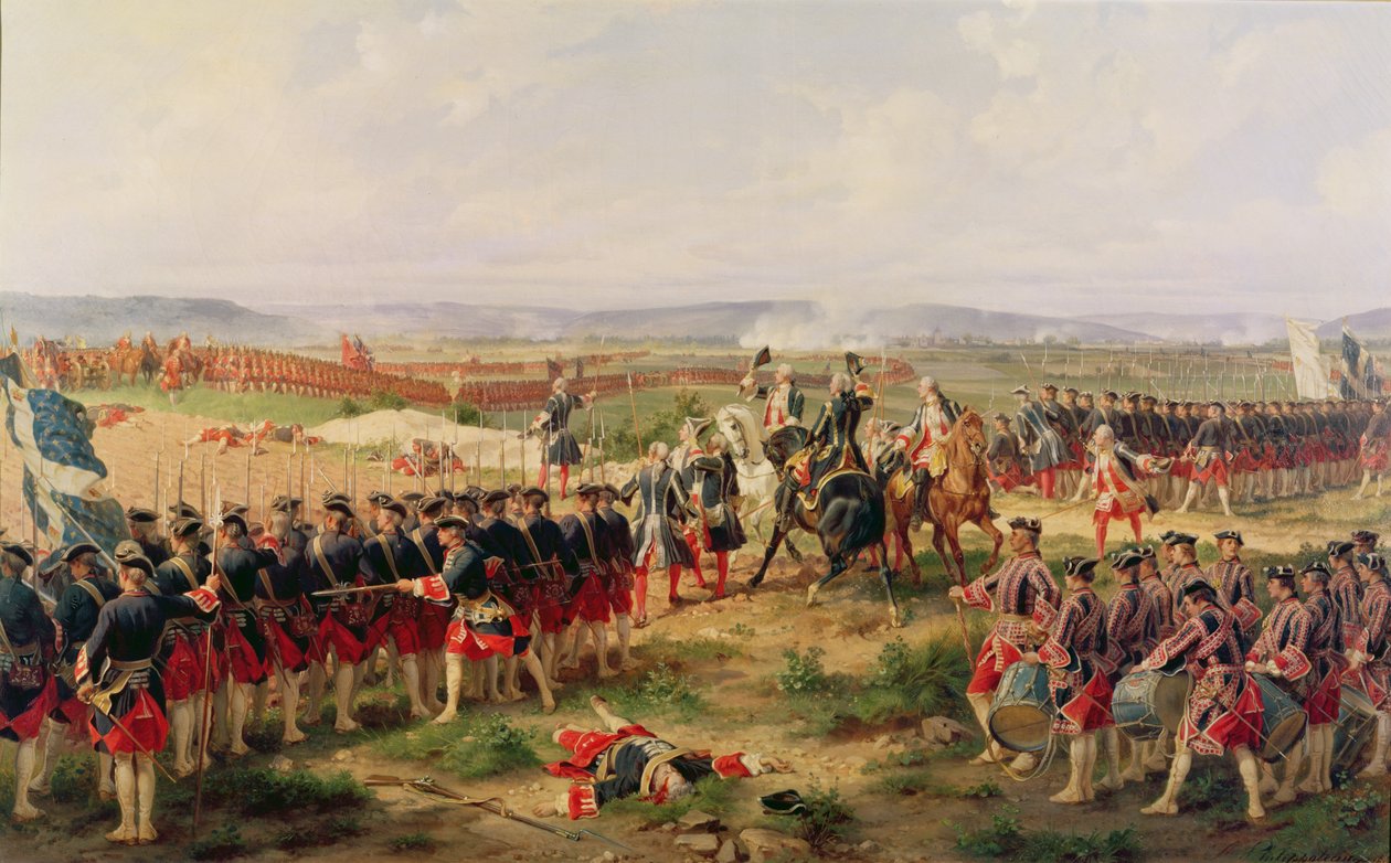 Batalha de Fontenoy, 11 de maio de 1745: os franceses e aliados confrontando-se mutuamente de Felix Philippoteaux
